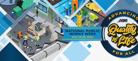 Public Works Week Animation Showing Workers Improving Streets