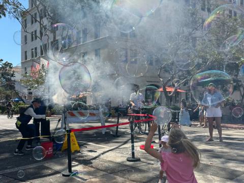 Bubble event at De La Guerra Street and State Street