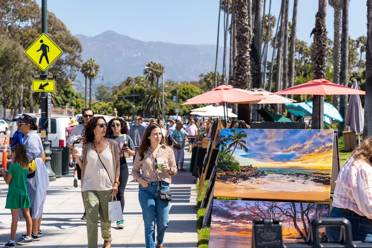 Shoppers walk by the Santa Barbara Arts and Crafts Show along Cabrillo Blvd.